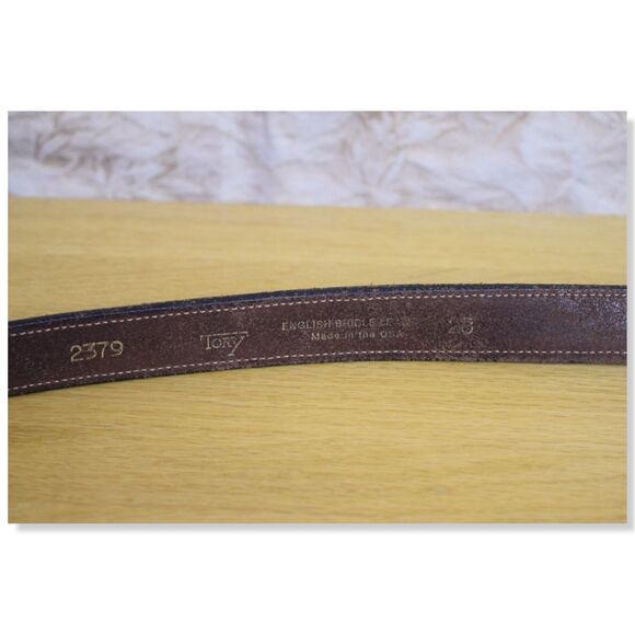 Tory Leather Co. Havana Brown Studded 3/4” English Bridle Clincher Belt Size 28 - Picture 8 of 11